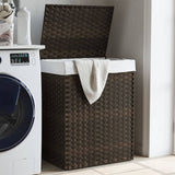 Panier à linge Vidaxl avec couvercle 46x33x60 cm en brun foncé en rotin