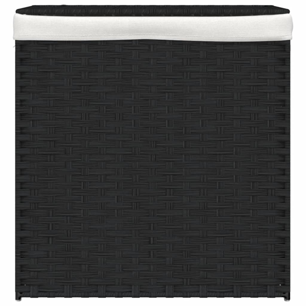 Vidaxl laundry basket with 2 compartments 53x35x57 cm Poly Rattan Black