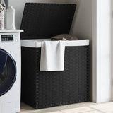 Vidaxl laundry basket with 2 compartments 53x35x57 cm Poly Rattan Black