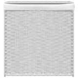 Panier à linge Vidaxl avec 2 compartiments 53x35x57 cm Poly Rattan blanc