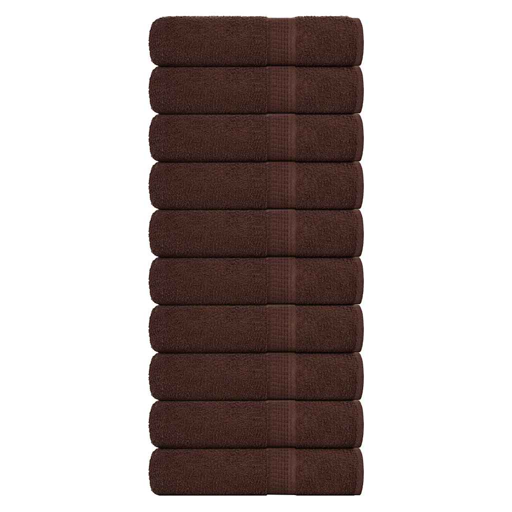 Serviettes de douche vidaxl 10 st 70x140 cm 360 g m² 100% coton brun