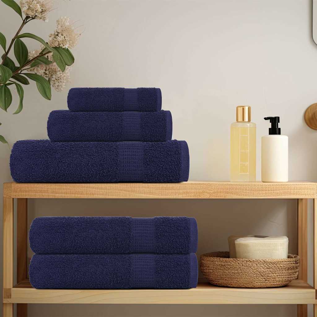 Serviettes vidaxl 4 ST 50x100 cm 360 g m² 100% coton bleu marine