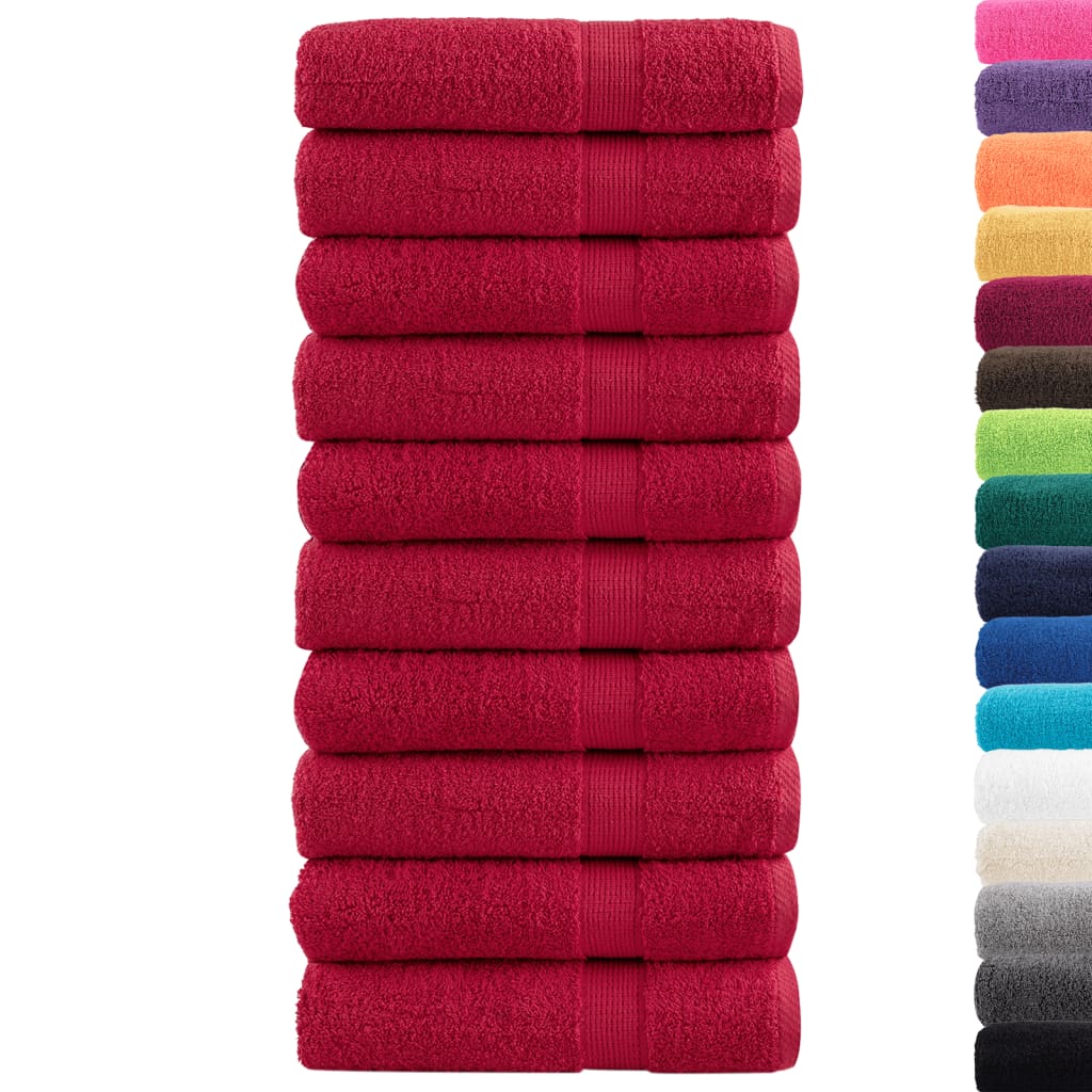 Serviettes de bain vidaxl solund 10 st 600 g m² 70x140 cm rouge