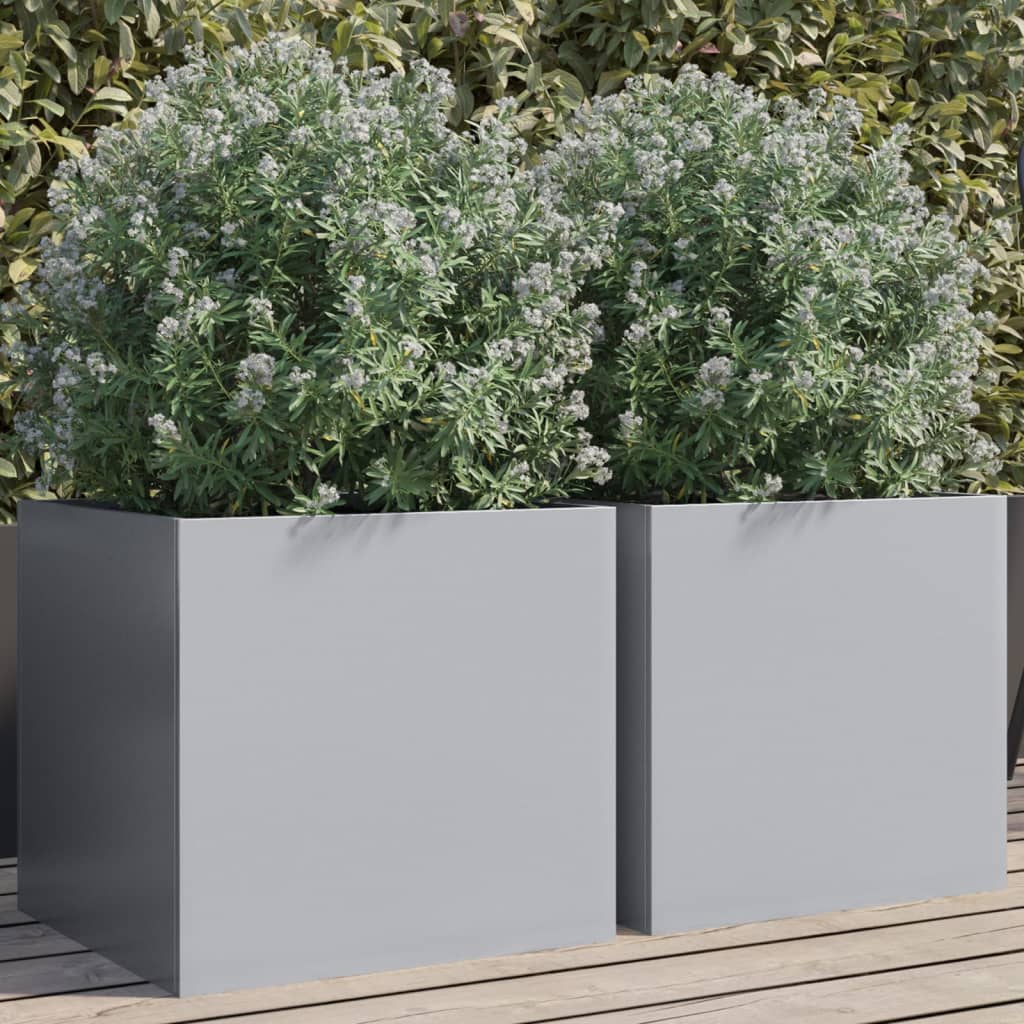 Vidaxl Planters 2 ST 42X40X39 CM Calwanowany stalowy kolor srebrny