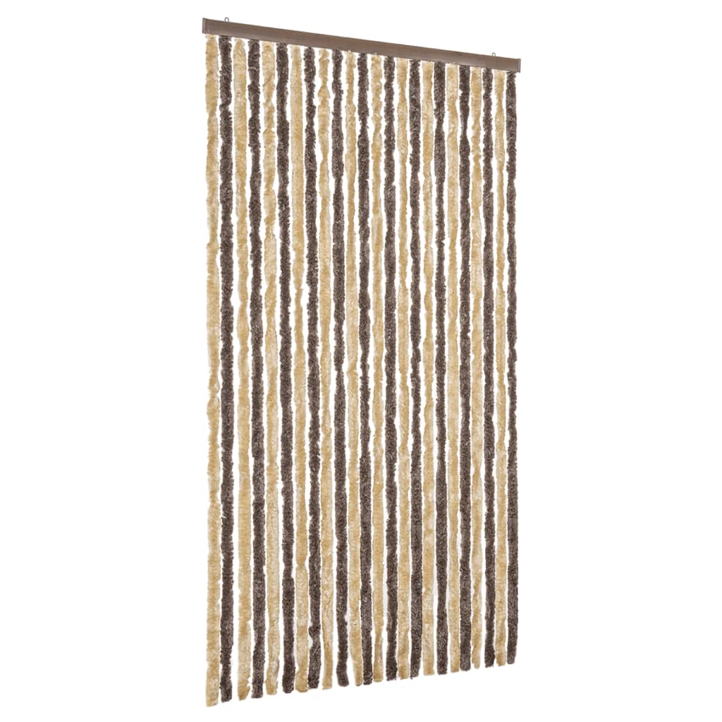 Vidaxl muha zavesa 100x220 cm Chenille temno rjava in bež