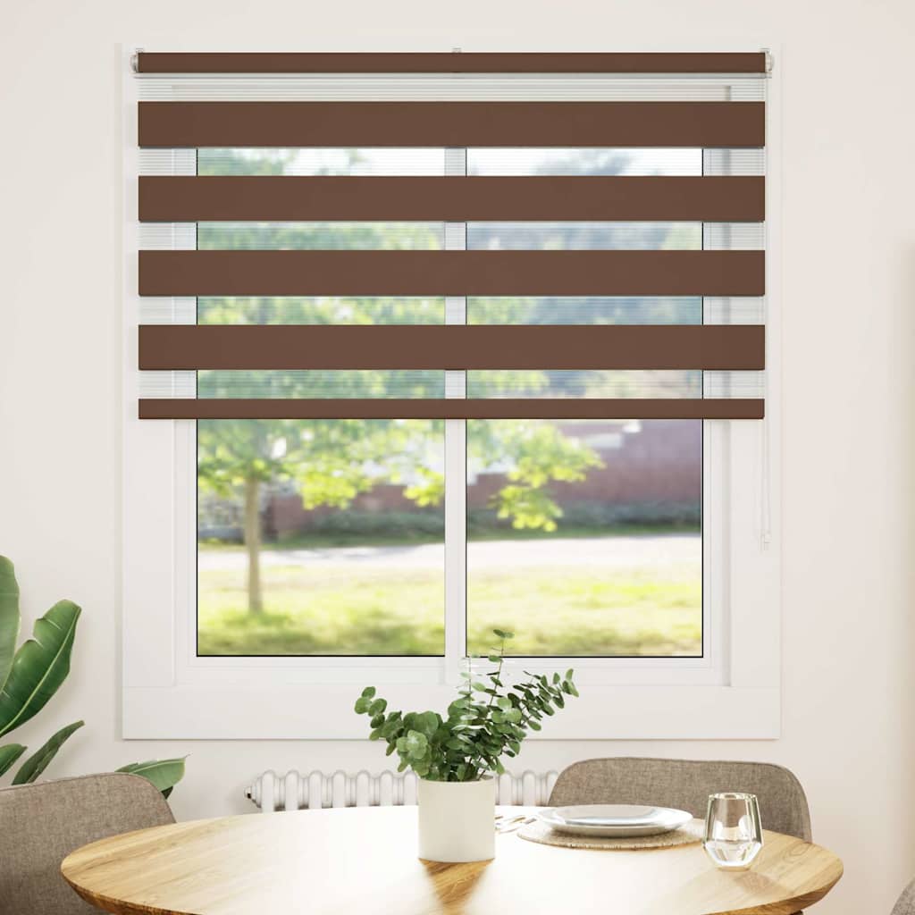 Vidaxl Zebra Roller Slepi 125x100 cm Širina tkanine 120,9 cm poliestrska rjava