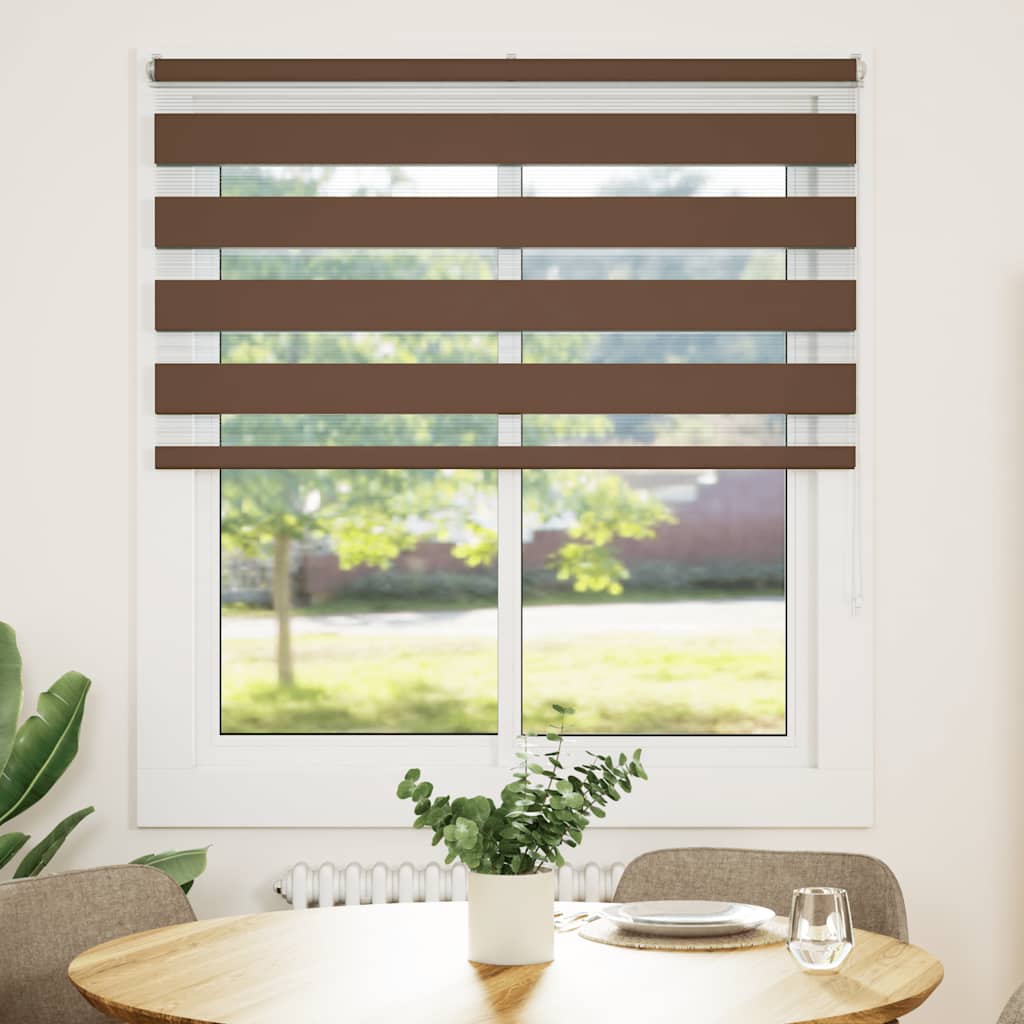 Vidaxl Zebra Roller Slepi 130x100 cm Širina tkanine 125,9 cm poliestrska rjava