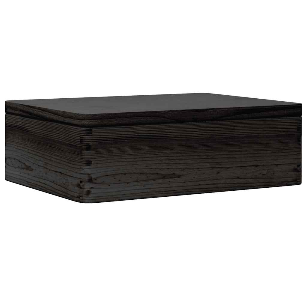 Vidaxl træboks med låg 40x30x13 cm Solid fyrretræ sort