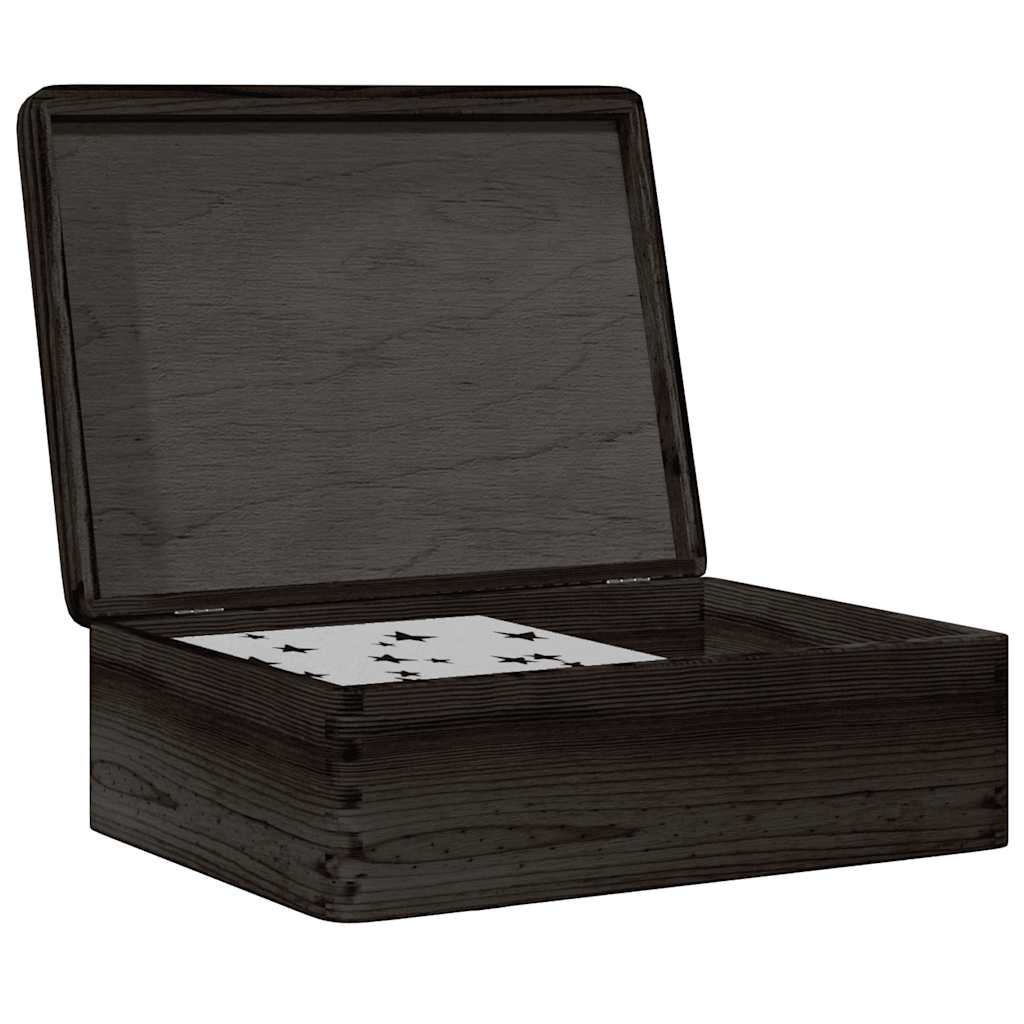 Vidaxl træboks med låg 40x30x13 cm Solid fyrretræ sort