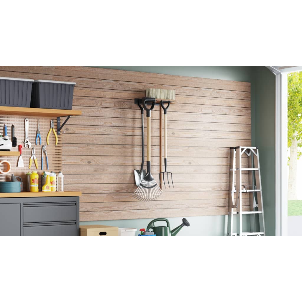 Vidaxl Garden Tool Rack Veggmontering av stål svart