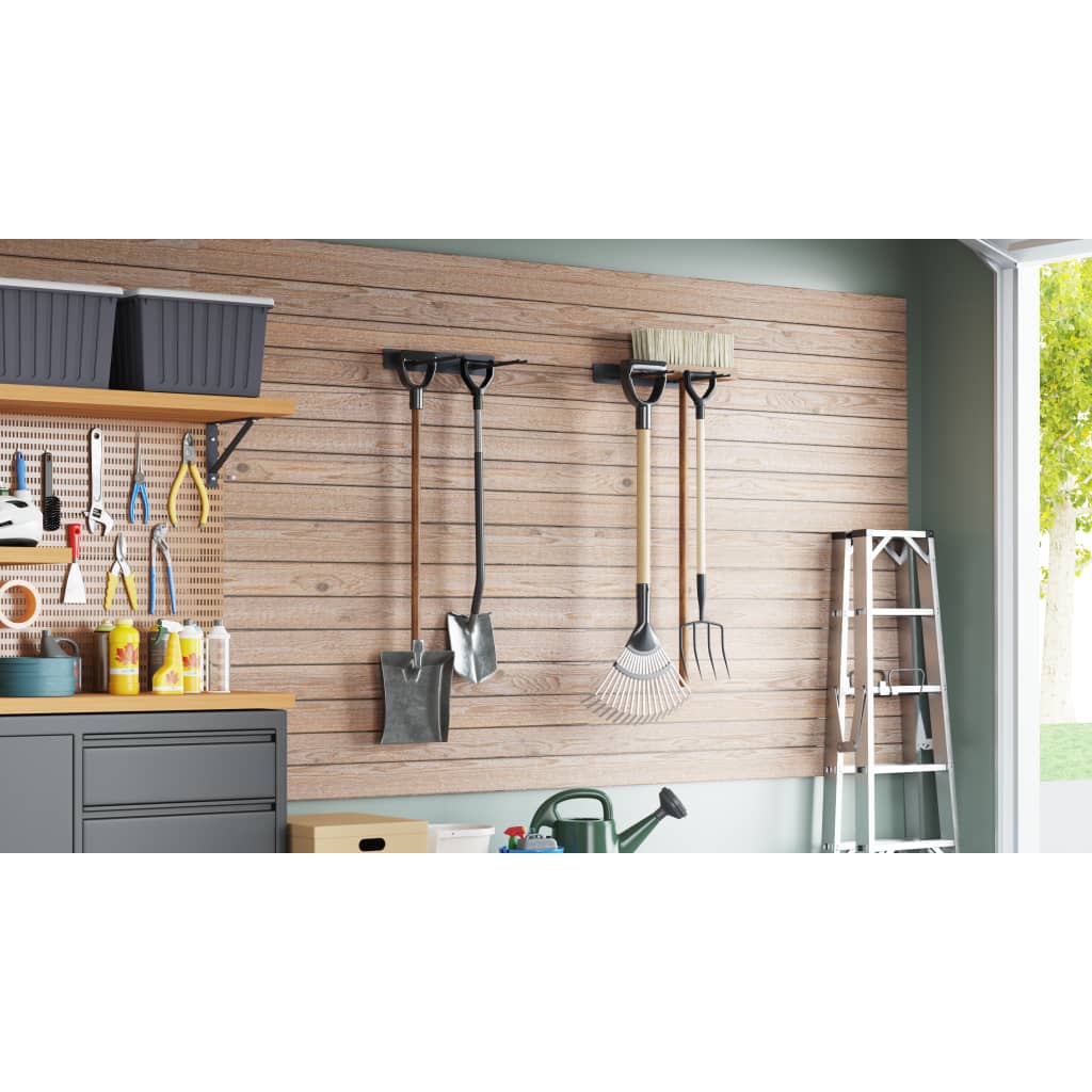 Vidaxl Garden Tool Racks 2 st väggmonteringsstål svart