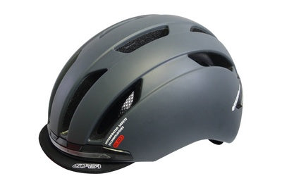 Qtcychectch QT Cycle Tech Helmet LED INMOLD Urban Flux Mat D Gray 58-61 CM 2810389