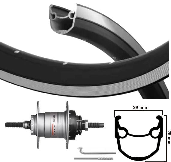 KGs hënnescht Rad 28 Zoll (622) Stratos Rim Block Silver Shimano Brems Hub