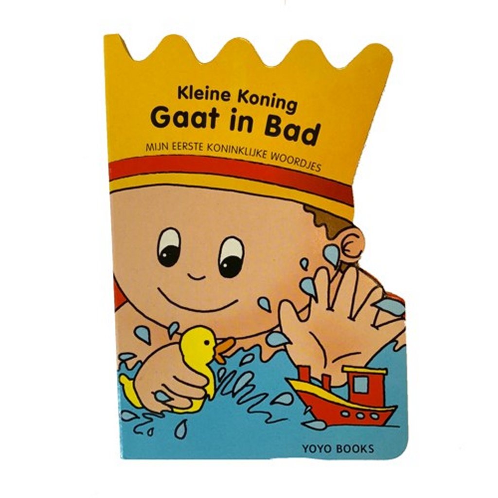 Semplicemente per il libro di cartone per bambini Kleine Koning sta facendo il bagno