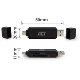 Act Connectivity USB-C USB-A Carte Reader, SD Micro SD