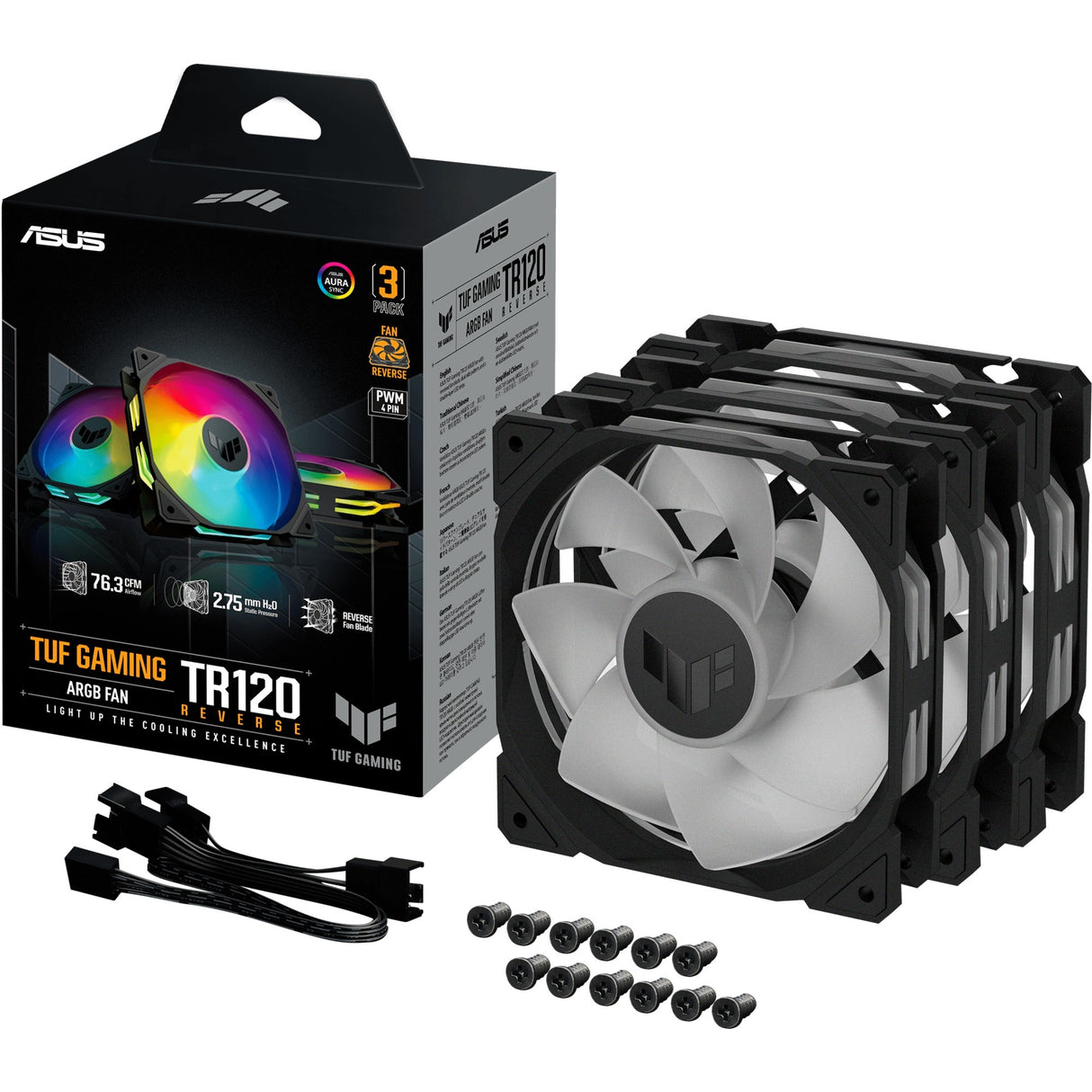 Asus tuf Gaming Tr120 Argb ëmgedréint Fan Pack, 3 Stécker