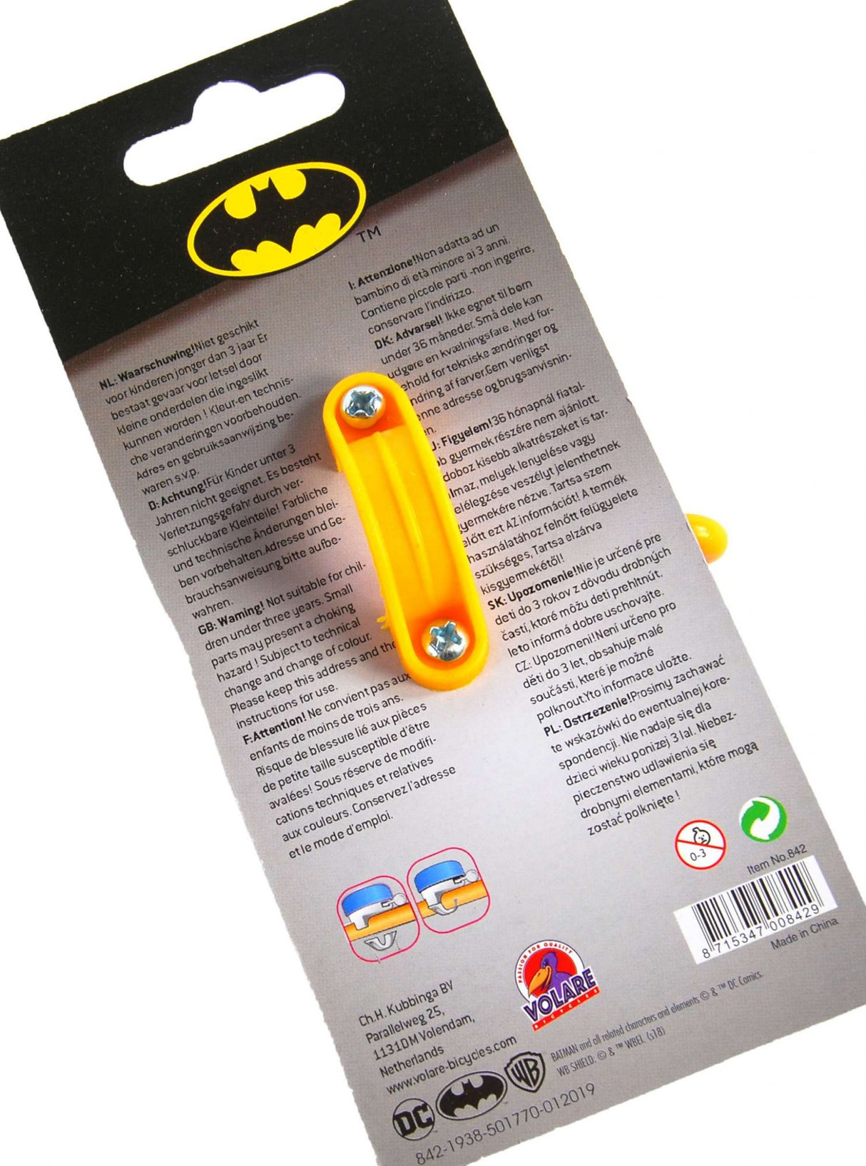 Bicycle Bell Batman 50 mm jaune noir