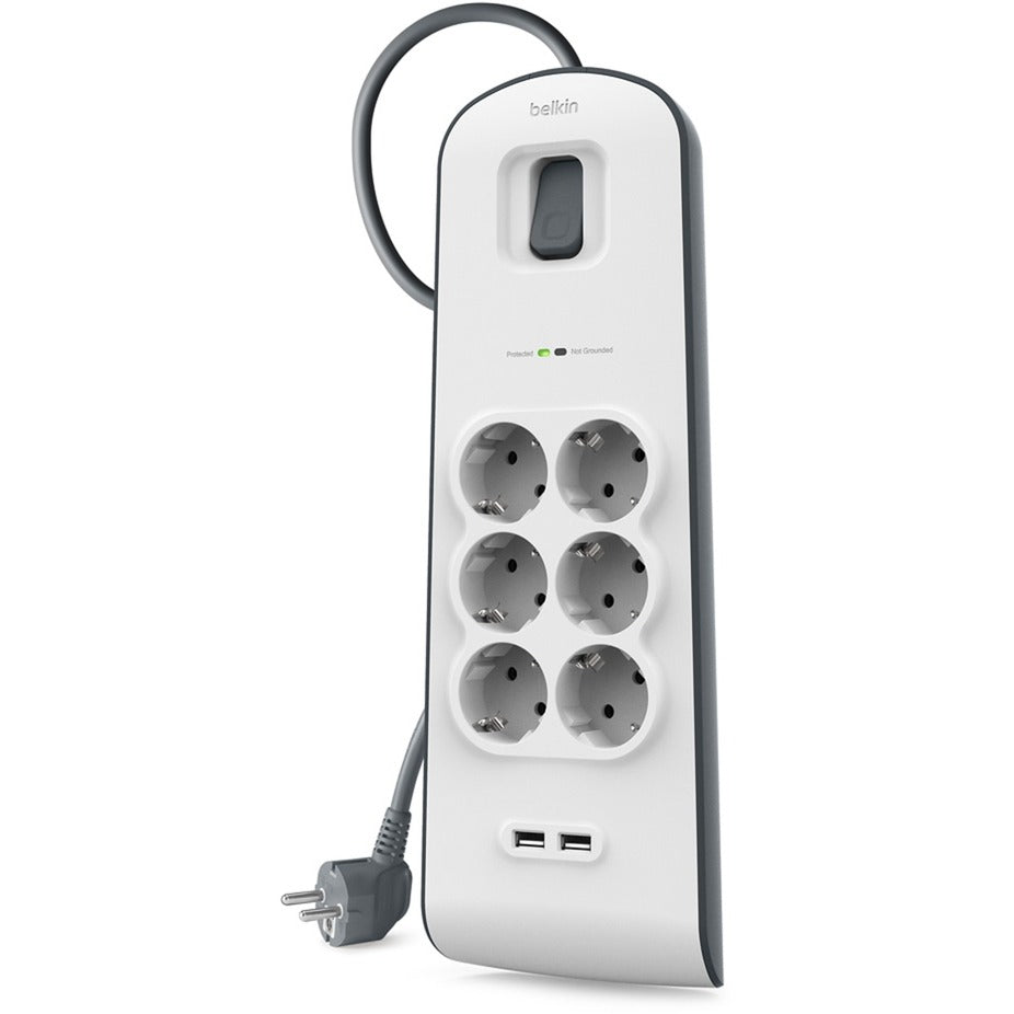 Sécurité de tension Belkin avec 6 sockets et 2 USB-P