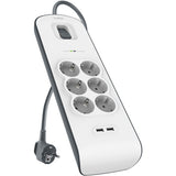 Sécurité de tension Belkin avec 6 sockets et 2 USB-P