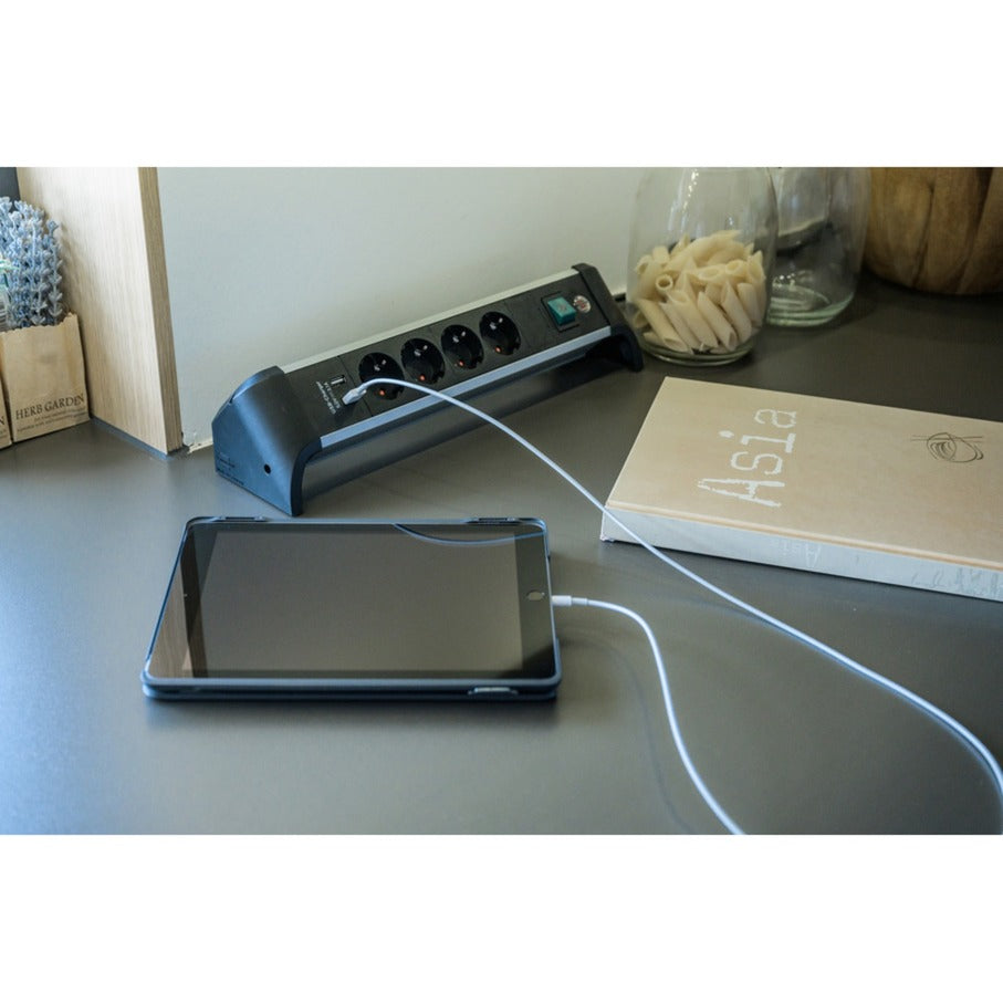 Brennenstuhl Alu-office-Line-Line avec fonction de chargement USB 4-