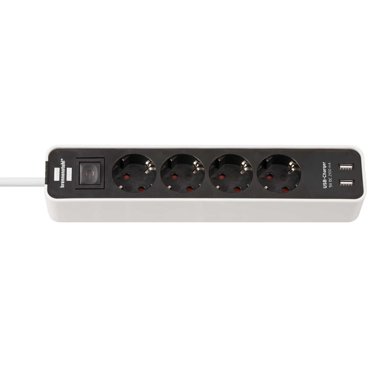 Presa Brennenstuhl con interruttore 4 connessioni + 2 porte USB bianche