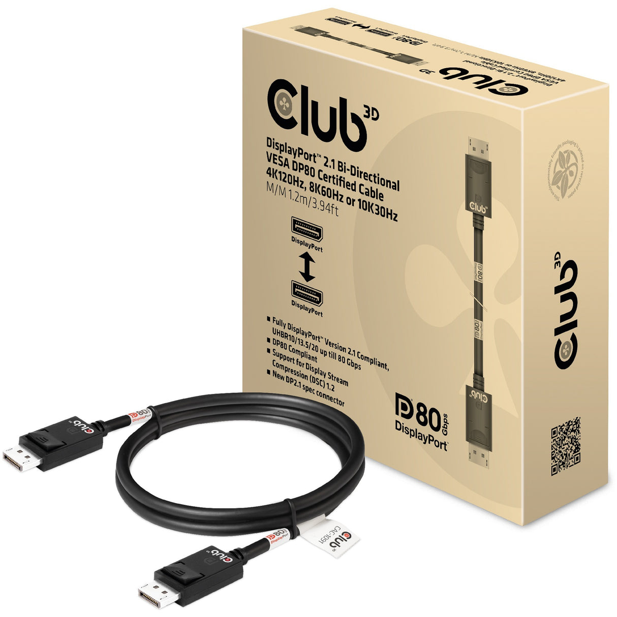 Club 3D DisplayPort 2.1 BI-Directional VESA DP80 Certified