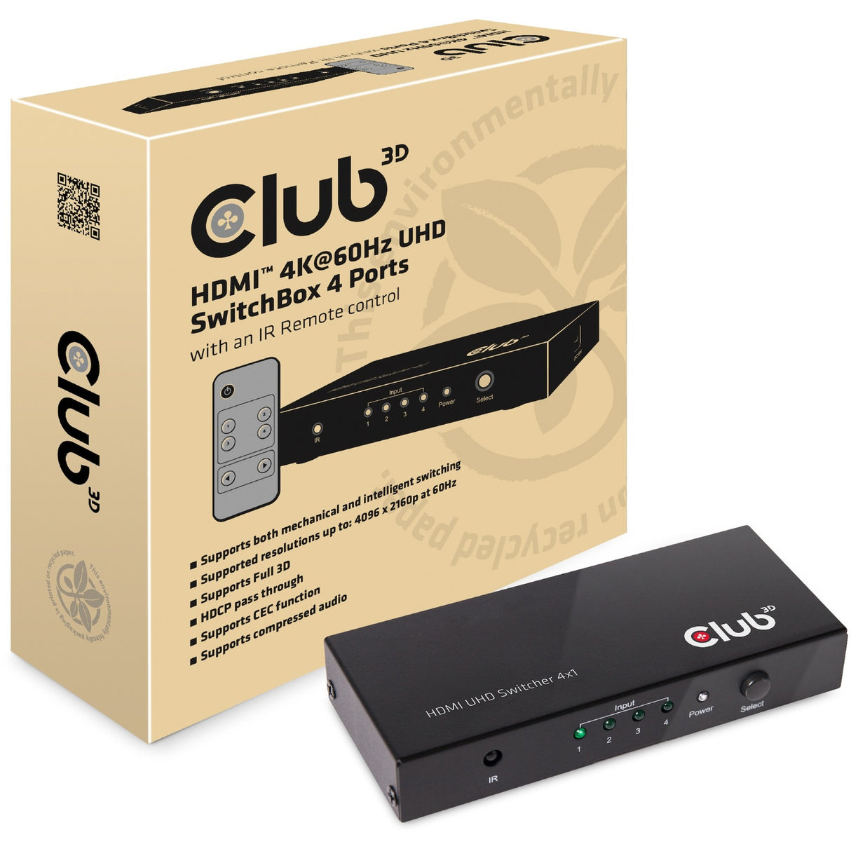 Club 3D HDMI 2.0 UHD SwitchBox 4 vrata
