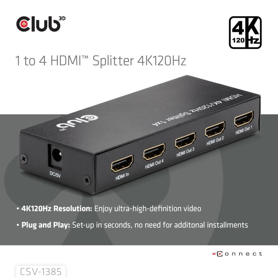 Club 3D HDMI Splitter 1x> 4x HDMI 4K 12k 12k 12k