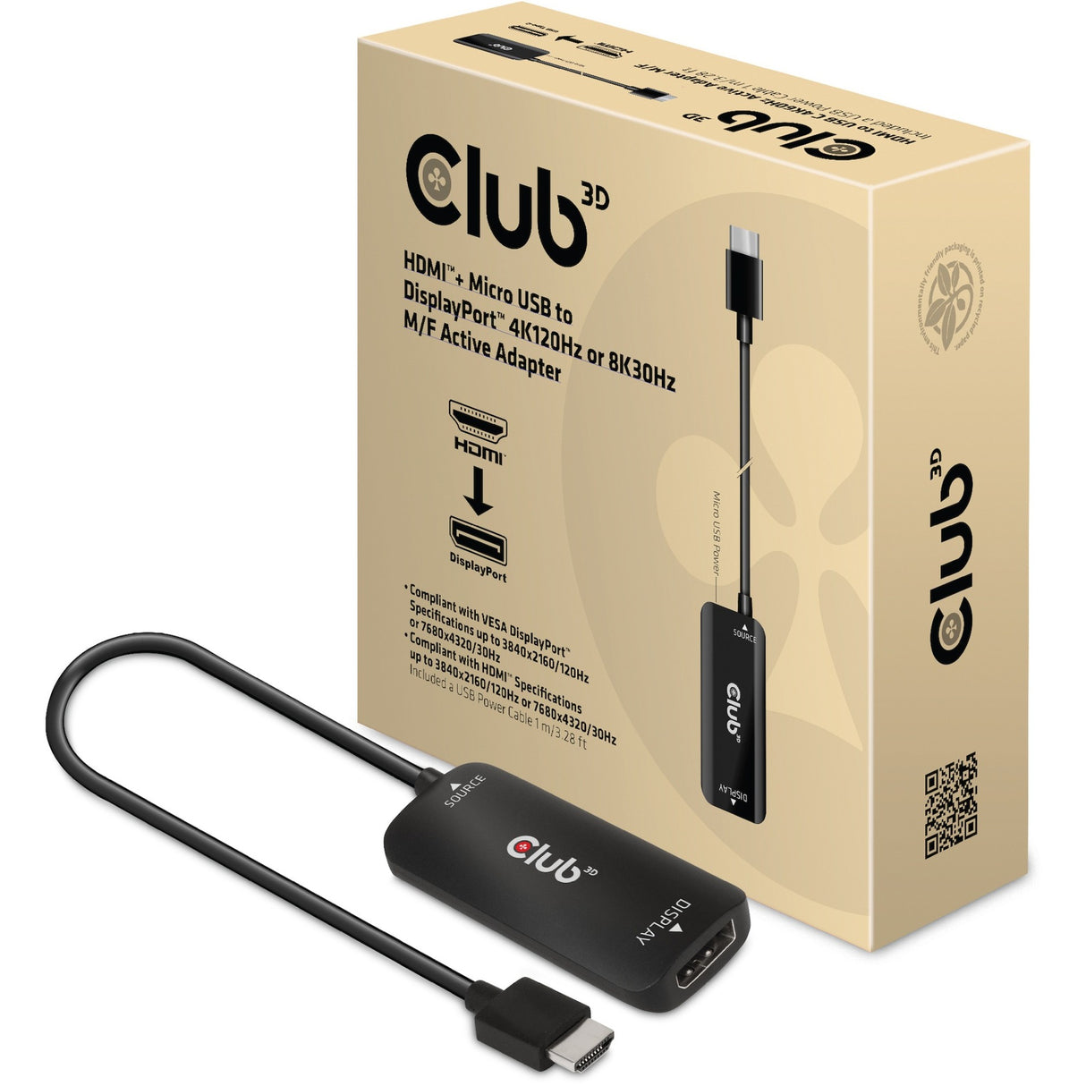 Club 3D HDMI + Micro USB para DisplayPort Active Adapter