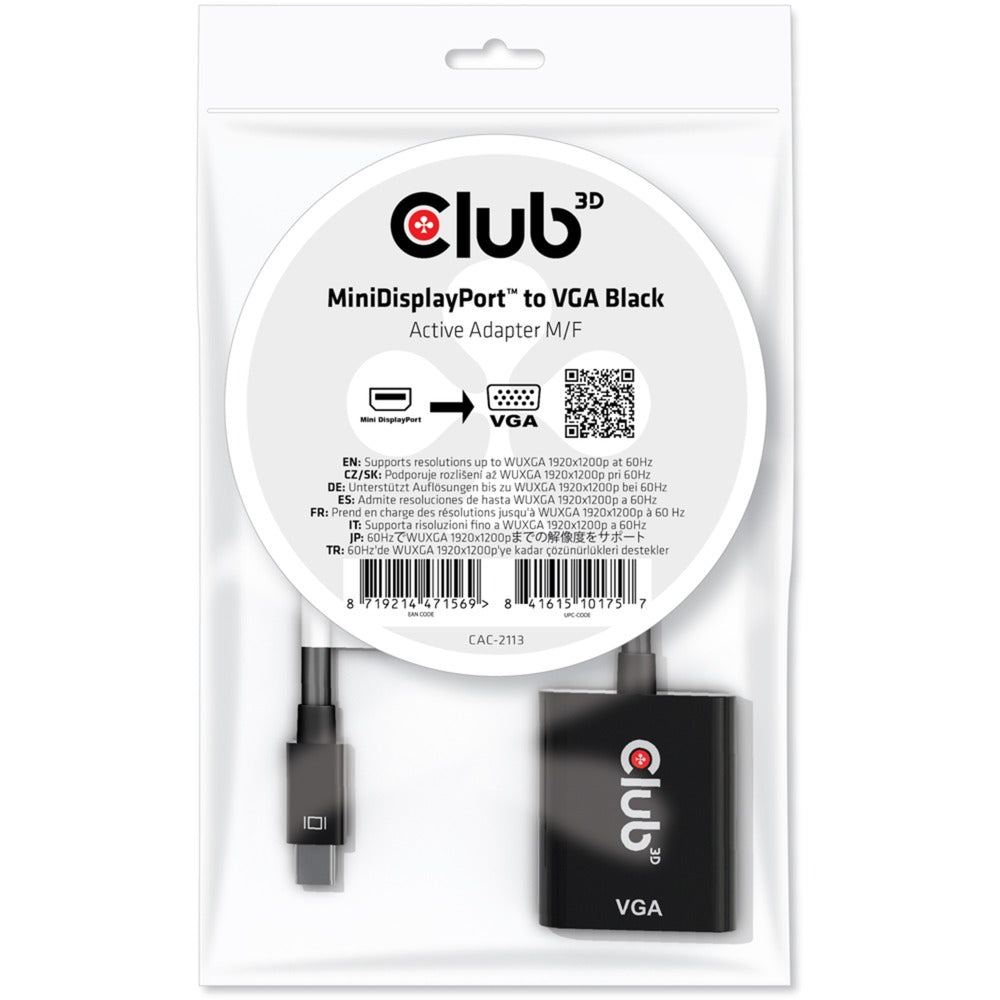 Club 3D Mini DisplayPort do VGA Active Adapter