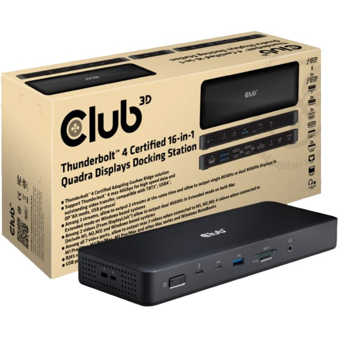 Club 3D Thunderbolt 4, 16-in-1 Quadra Displays Dockstation