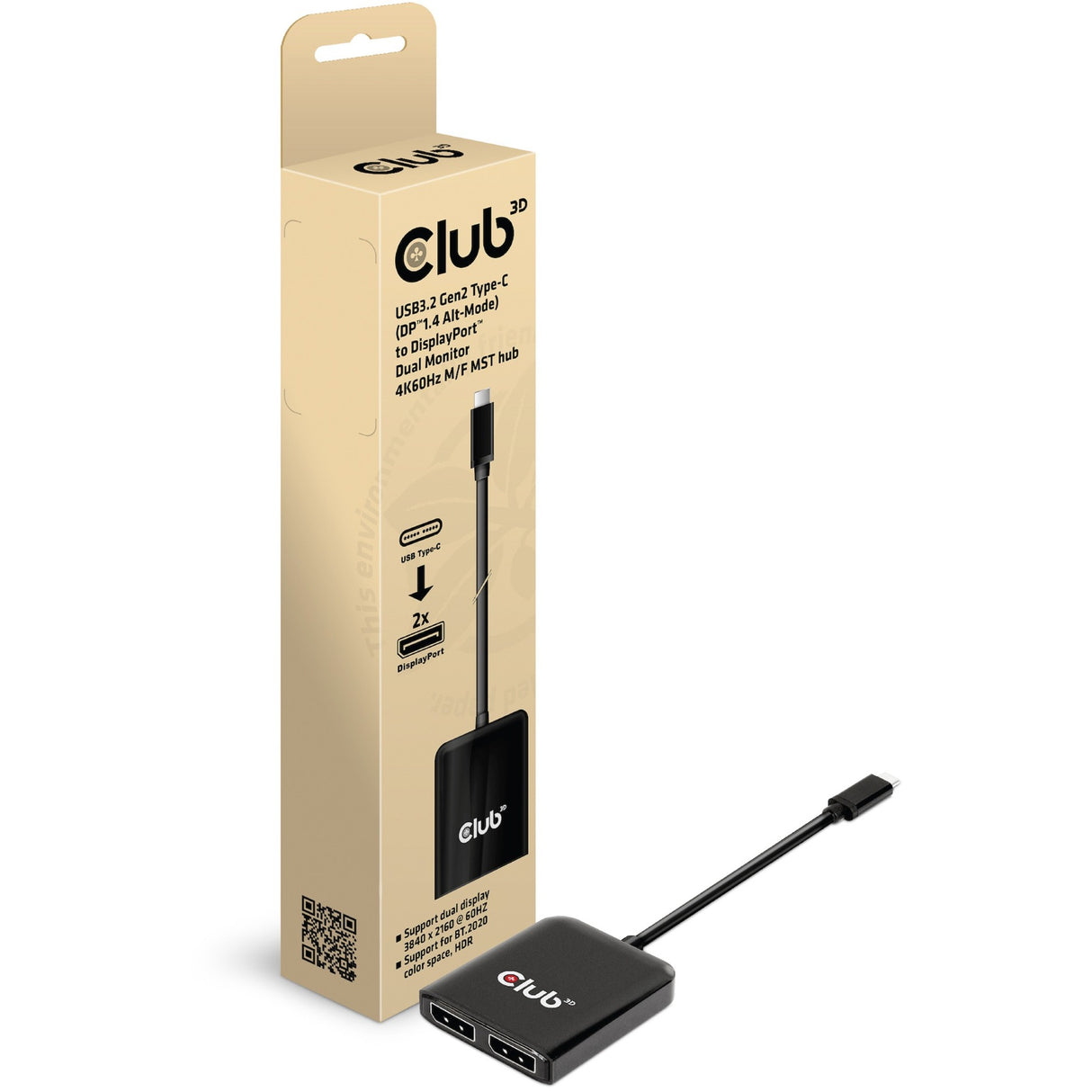 Club 3D USB 3.2 Gen2 Type-C (DP Alt-Mode) til DisplayPort