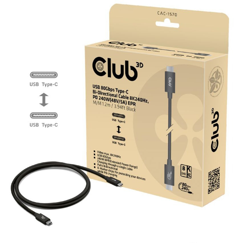 Club 3D USB-C 80GBPS Certified 240W 8k 240Hz