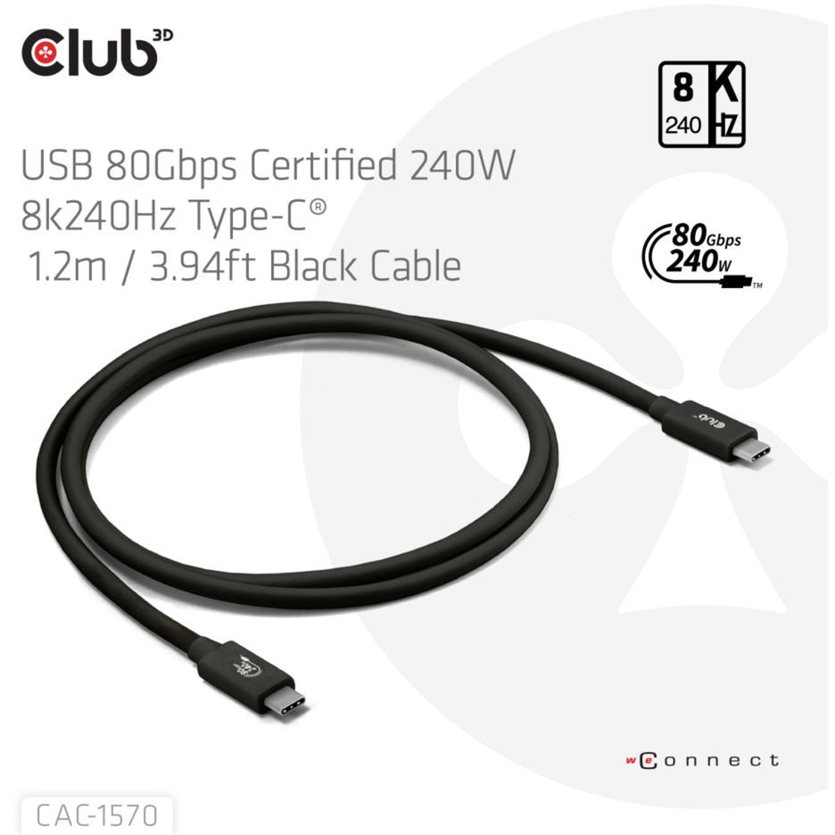 Club 3D USB-C 80GBPS Certified 240W 8k 240Hz
