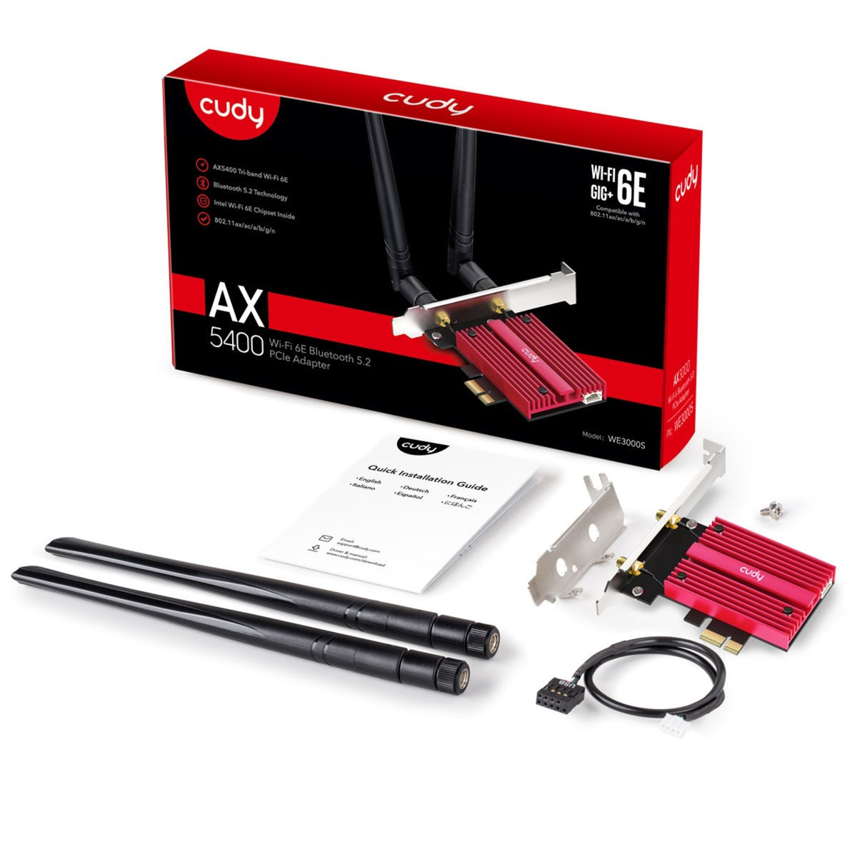 Cudy AX5400 Wi-Fi 6th Bluetooth 5.3 Adaptador PCI-E