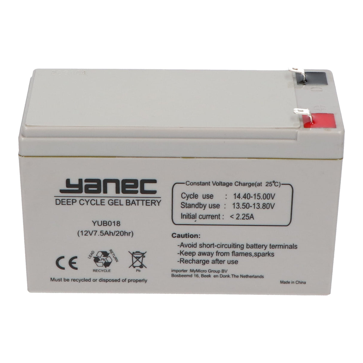 Yanec Gel Battery 12V 7,5AH