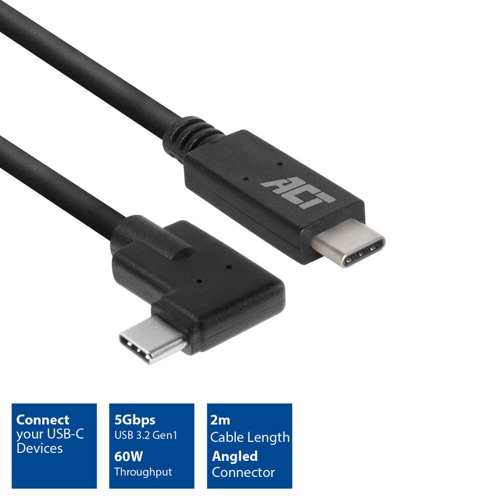 Act usb 3.2 gen1 aansluitkabel c male - c male (haaks) 2m