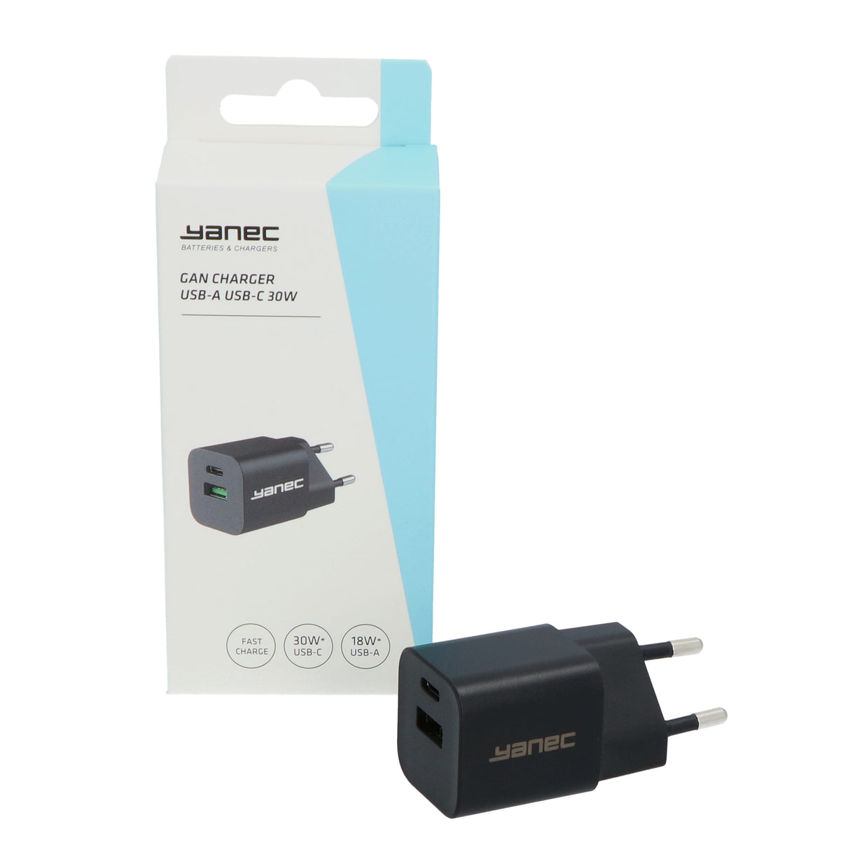 Kompaktní gan lader USB-A USB-C 30W