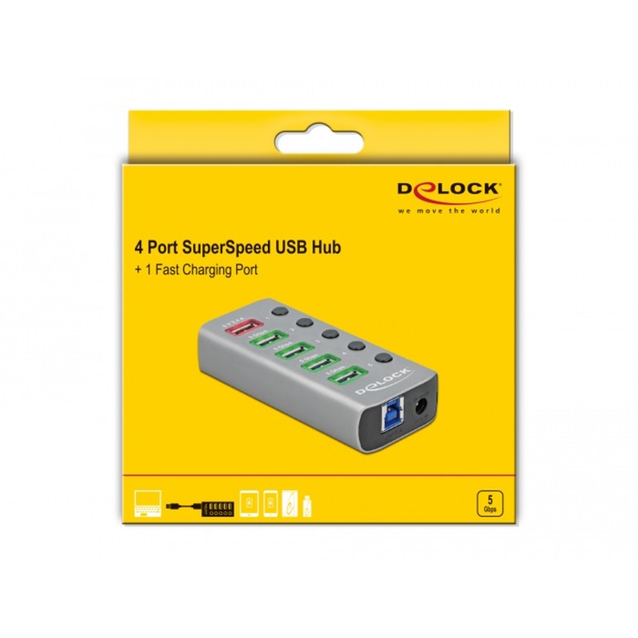 Delock USB 3.2 Gen 1 Hub se 4 brankami