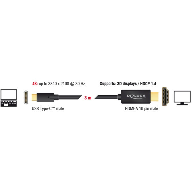 Delock USB-C (masculino)> HDMI (masculino) (modo alternativo DP)