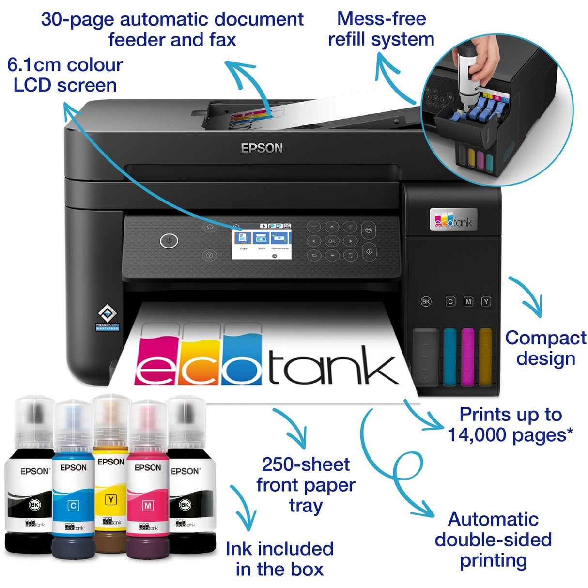 Epson Ecotank ET-3850 A4 Multifunctional Wi-Fi printer