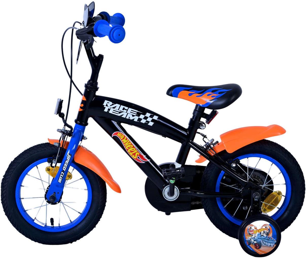Hot Wheels Children's Bicycle - Drenge - 12 tommer - Black Orange Blue - To håndbremser