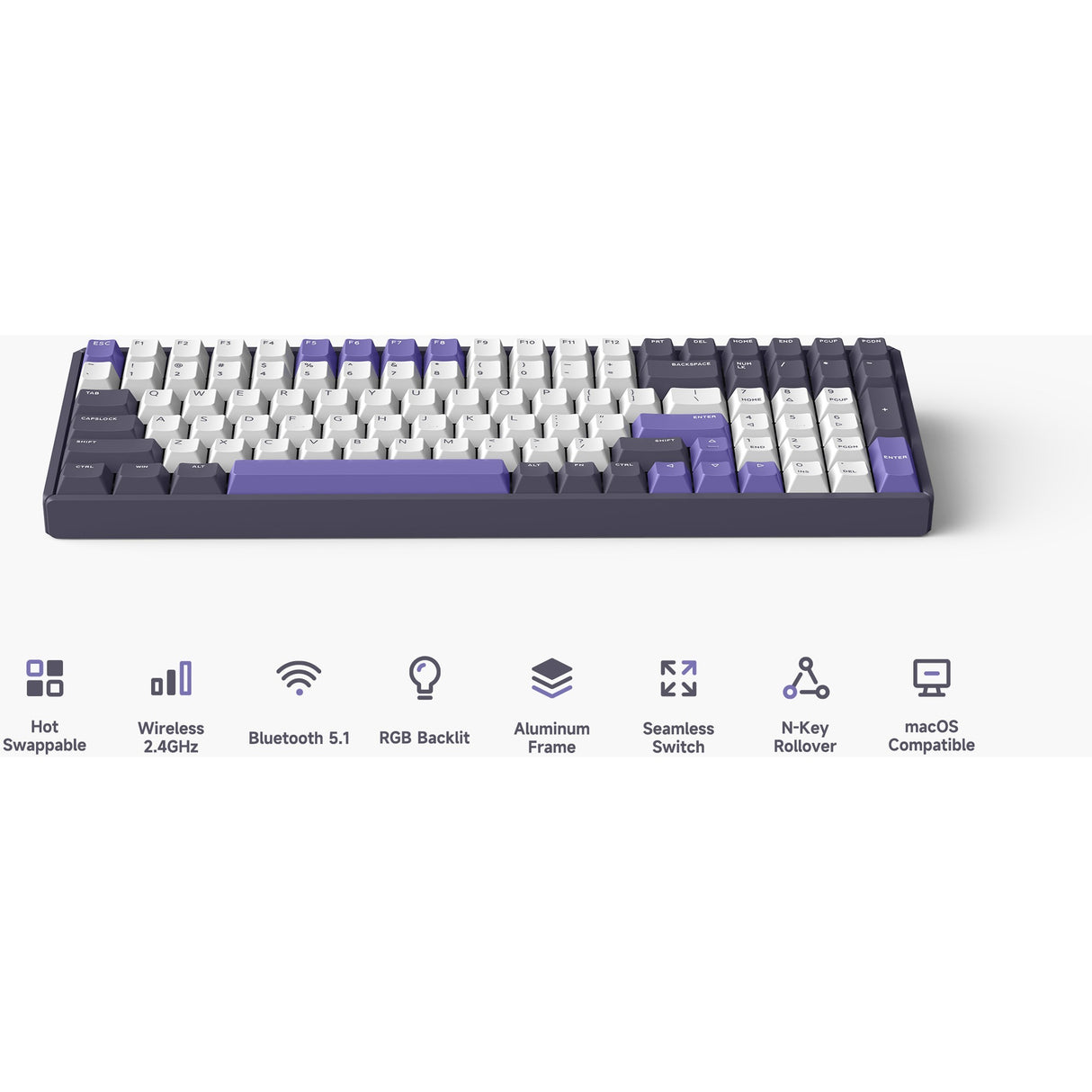 Bezdrátová mechanická klávesnice IQunix F97 LaVandin