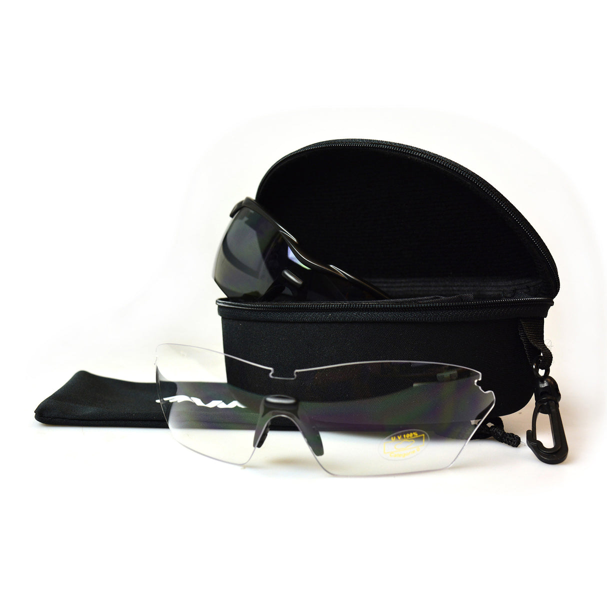 VWP-Brille Schwarz-Rauch-Seh Sport + klares Objektiv
