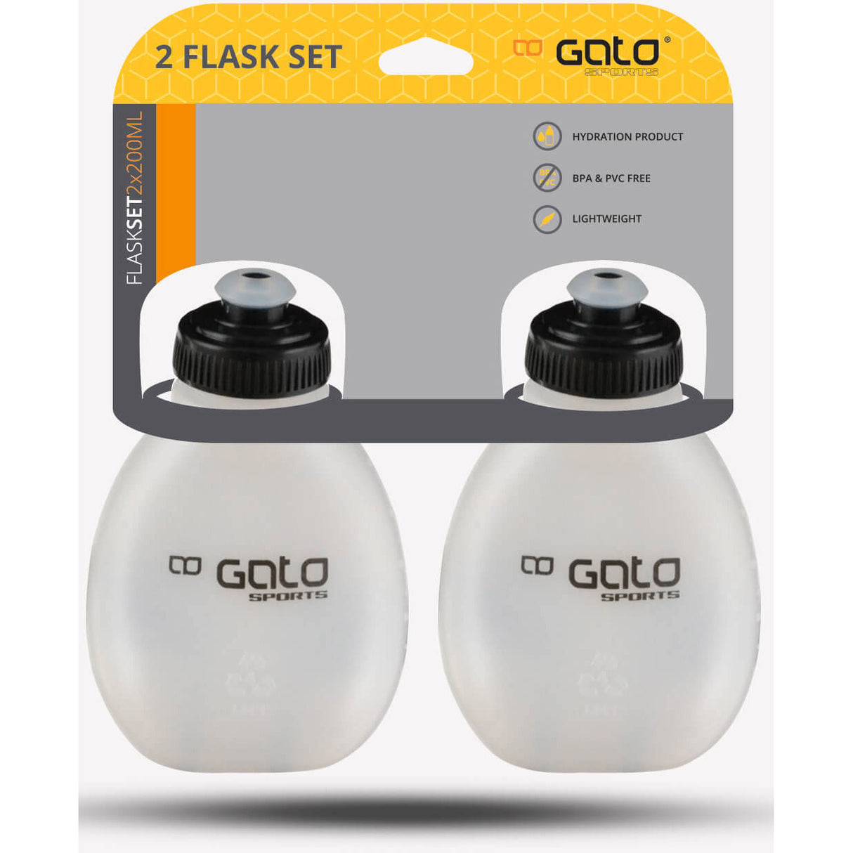 Outwet Gato bere bottiglie set 2 pezzi da 200 ml neri trasparenti