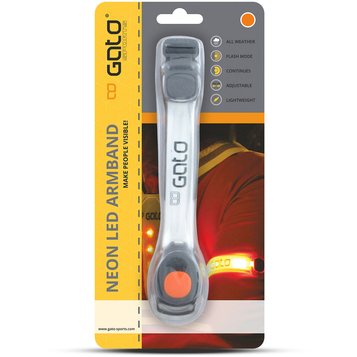 Outwet Gato Bracelet LED USB une taille néon oranje