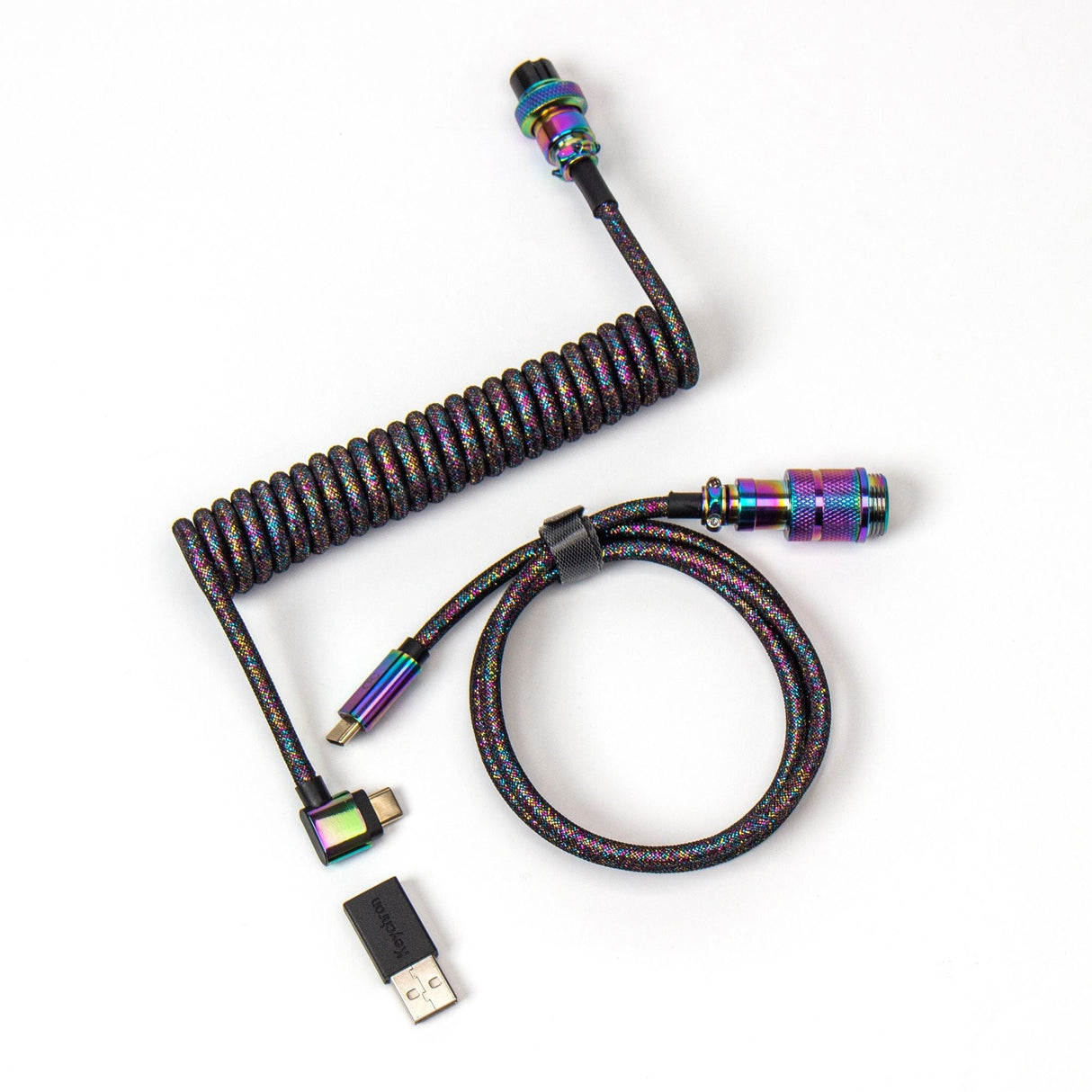 Keychron Premium Coiled Aviator Cable Mavrica Plated Blac