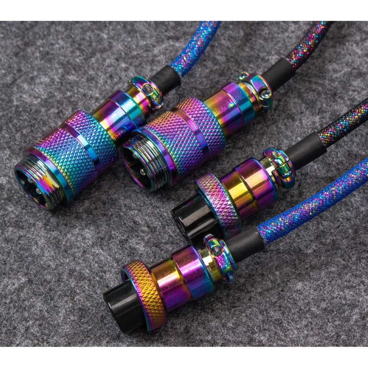 Keychron Premium Coiled Aviator Cable Mavrica Plated Blac