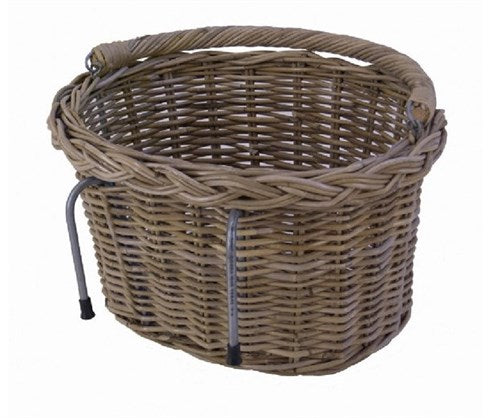 Basil Pit Wicker Canasta de dirección redonda de gris plano medio