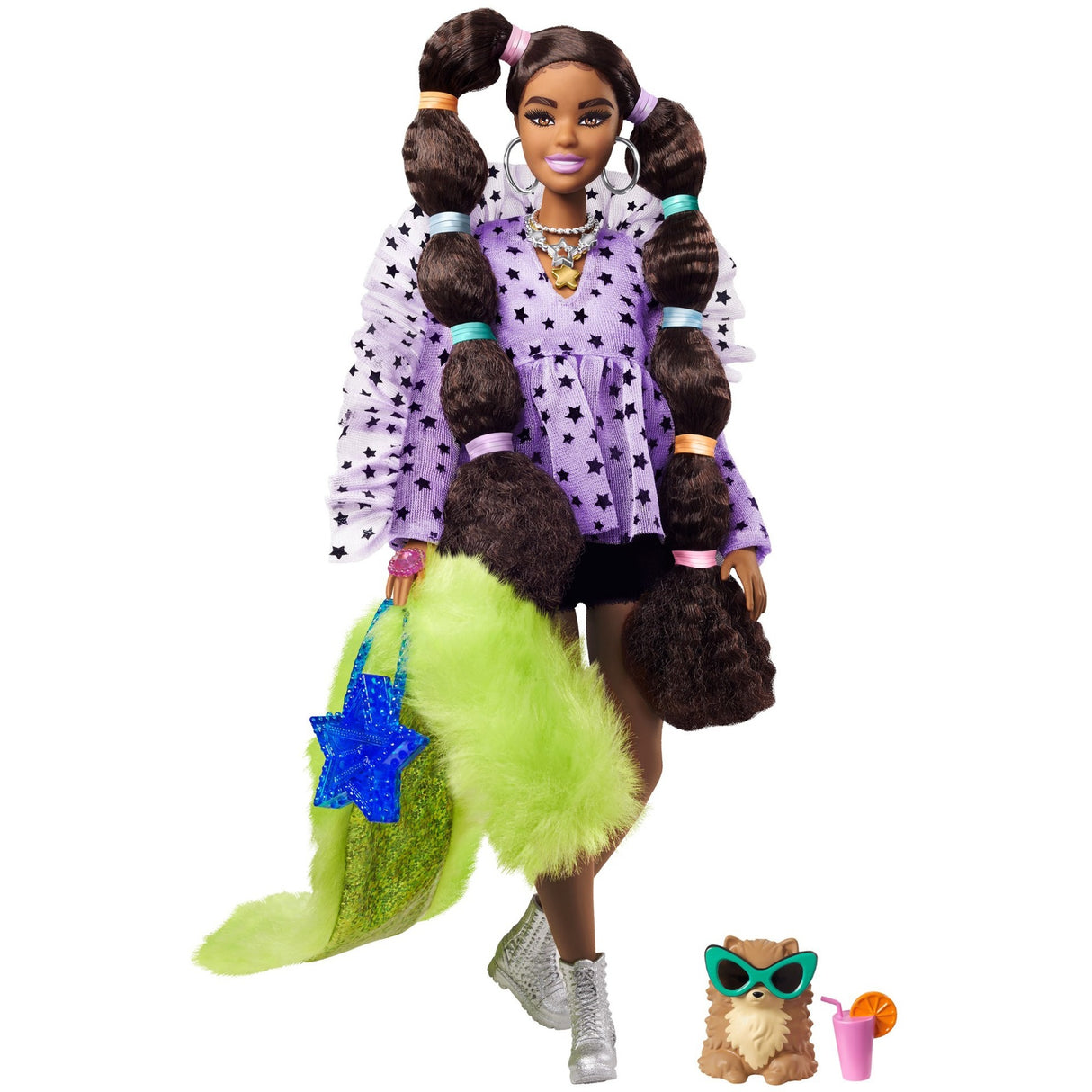 Mattel Extra Doll 7 Top Furry Shrug s domácím mazlíčkem Pomerani